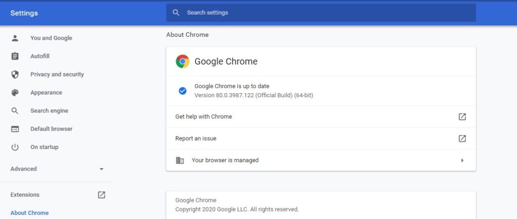 Chrome update